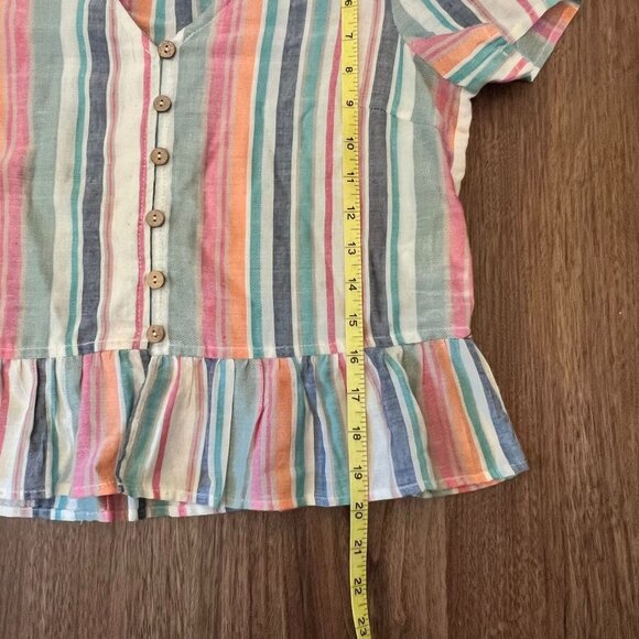 THML Lightweight V Neck Striped Womens Pullover Boho Lagenlook‎ Top Size XS - Picture 4 of 7